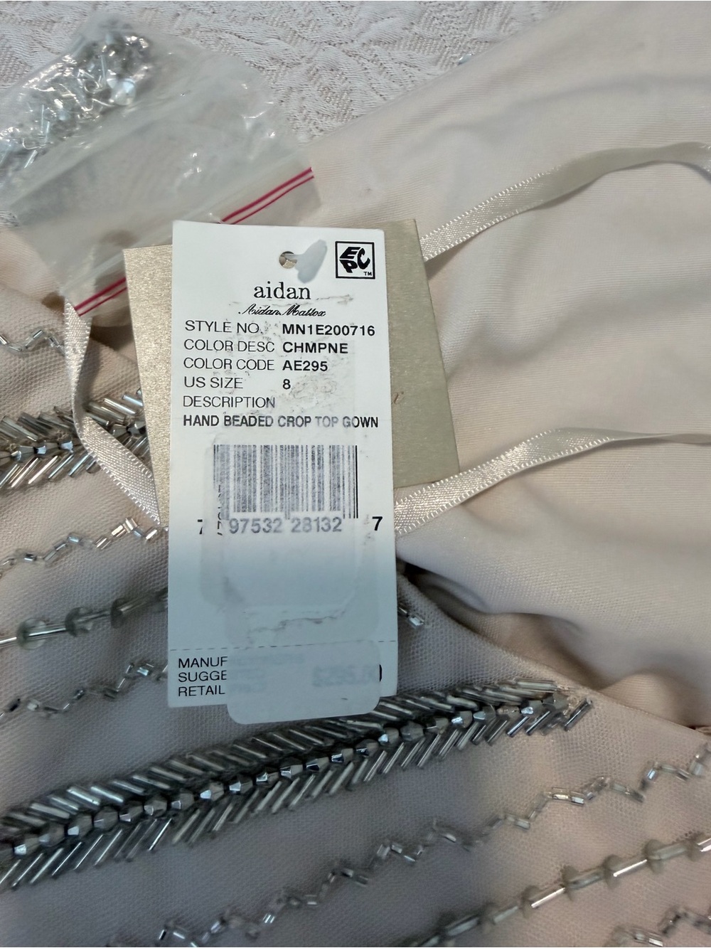 Aidan by Aidan Mattox Cream Chevron Halter Crop Top - Picture 6 of 11